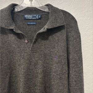 Vtg Polo Ralph Lauren Lambswool Sweater Mens XL Black Crewneck Red Pony 90's